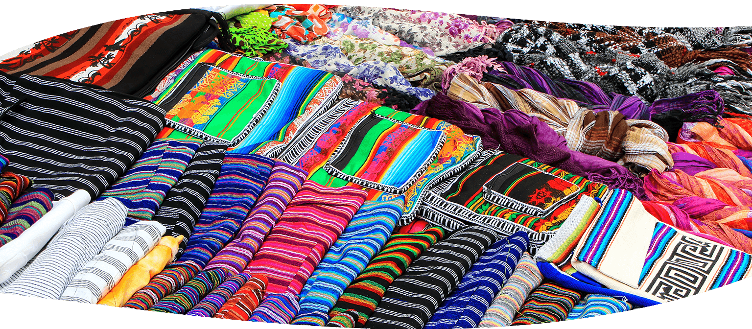 Colorful handmade blankets.